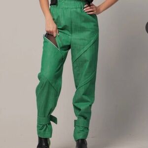 ADEPTT WOMENS PANT GREEN DECONSTRUCTED ZIP AWAY VENTED SMALL